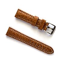 BANDA WYOMING BUFFALO LEATHER CHRONOGRAPH SPORT PANERAI BREITLING WATCH BAND STYLE DESIGN-REAL ITALIAN CALF LEATHER-22 mm HONEY COLOR