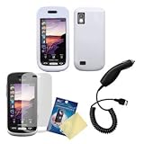Crystal White Hard Case / Cover / Shell, LCD Screen Guard / Protector & Car Charger for Samsung Solstice SGH-A887