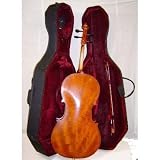 Crystalcello MC350 Ebony Flamed Laminate 1/2 Size Cello with Lightweight Case + Carrying Bag + Bow + Accessories