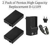 Buy 2 Pack of High Capacity Pentax D-LI109 1050mAh (2100mAh Total)Replacement... by 47th Street Photo