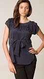 Rebecca Taylor Indigo Belted Top w/ Petals