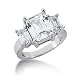 3 Ct Diamond Engagement Ring Emerald Prong Three Stone 14k White Gold