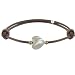 Bijoux Les Poulettes - Bracelet Petit Coeur de Nacre et Perle Plaqué Or- Lien Chocolat