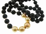 Long Black Coral Strand with Yellow Tahitian Pearls by Mizuki