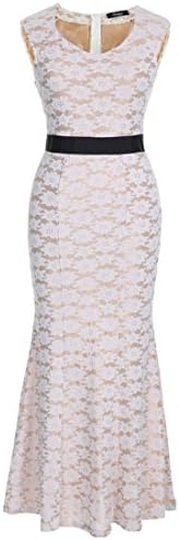 LESENT Women's Floral Lace sleeveless Long Bridesmaid Maxi Dress