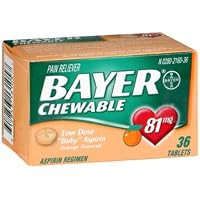 Bayer Low Dose Baby Aspirin For Adult Use chewable orange 6 boxes of 36 = 216 tablets