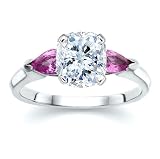 1.74 CT CUSHION DIAMOND W PEAR PINK SAPPHIRE RING 18K