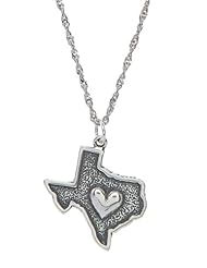 Sterling Silver State of Texas Heart Charm with Thin Singapore Chain Necklace