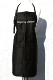 Black Embroidered Apron I'm party trained