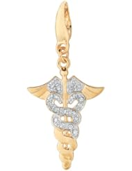 Gold over silver 0.09ct TDW Diamond Caduceus (Charm)