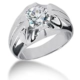 Men s 18K Gold Diamond Ring 1 Round Stone 2.50 ctw 12518K-MDR1227