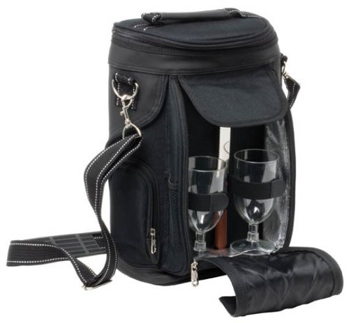 True Fabrications Outdoor Picnic Set and Wine Tote (includes 2 glasses, 1 cheese board, 1 cheese knif, 1 corkscrew, and is an insulated wine cooler for 2 wine bottles)