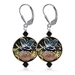 Made with Swarovski Elements&reg; Crystal & Cloisonne Bead Sterling Silver 1.5" Long Drop Earrings