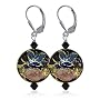Attractive Swarovski Crystal & Cloisonne Bead Sterling Silver 1.5" Long Drop Earrings