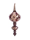 6 Copper Beaded/Glittered Glass Christmas Finial Ornaments 9