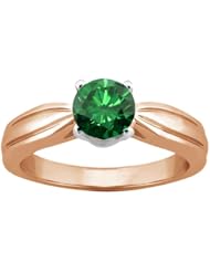 1.10 Ct Round Green SI1/SI2 Diamond 14K Rose Gold Ring