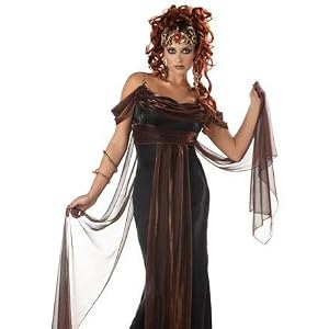 Womens Sexy Adult Costume Medusa the Mythical Siren Greek Goddess Snake Mythology Long Dress Outfit