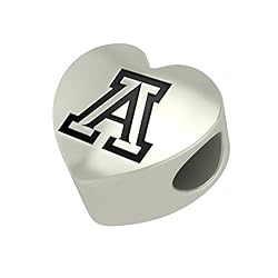 Arizona Wildcats Heart Bead Fits Pandora Style Bracelets