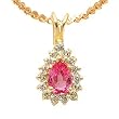 14K Yellow Gold Pink Sapphire and Diamond Pendant