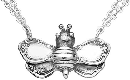 Silver Spoon Silver Plated Pendant Necklace for Women, 16" - 18" (Bumble Bee Silver Plated Pendant Necklace with 16"-18" Double Chain)