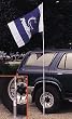 20' Telescoping Flag Pole and Stand Set - Flies Two Flags