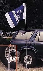 20' Telescoping Flag Pole and Stand Set - Flies Two Flags