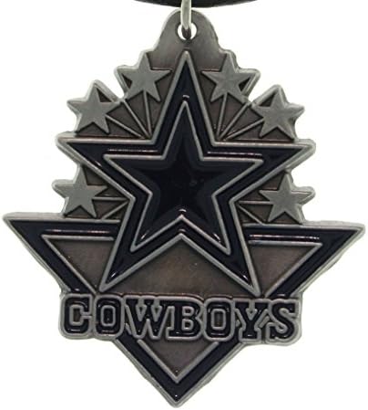 CGC Pewter Dallas Cowboys NFL Pennant Pendant on Black Leather Necklace