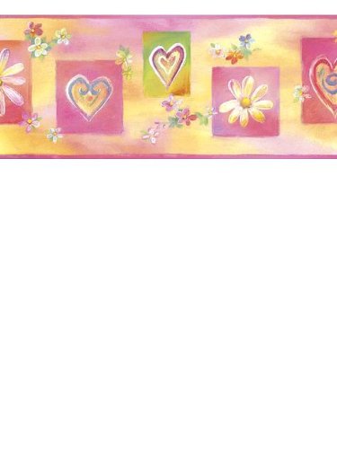 Wallpaper 4Walls Who Let the Kids Out Hearts & Flowers Border WK9091B