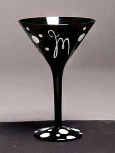 Personalitini - Monogram Black Polka Dot Martini Glass - M
