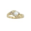 14K Yellow Gold 0.03 ct. Diamond and 6 x 4 MM Pearl Ring