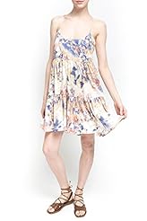 Polyester Scoop Neck Floral Print  Tiered Pleated  Dress With Ruffles