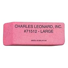 Charles Leonard Inc., Eraser, Rubber, Wedge Shape Pink, Large, 12 Each/Box (71512)