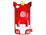 Red 3D Pig Cartoon Animal Silicone Gel Case Cover for iPhone 4 4G 4S