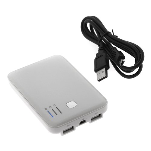 GTMax White 2 USB Port External Rechargeable Emergency Backup Battery Charger for HTC MyTouch 3G Slide, Evo 4G, Droid Incredible, HD2, Tilt2, Droid Eris, Hero, Pure, Touch Diamond2, Imagio, Touch Pro2, Touch Pro2, myTouch 3G Cell Phone