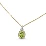 9ct Yellow Gold Ladies Pear Shape Peridot Cluster Pendant Set with �pt of Illusion Set Diamond on an 18" Prince of Wales Chain