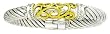 925 Silver Twisted Round Bracelet with 18k Gold Accents- 8 IN