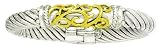 925 Silver Twisted Round Bracelet with 18k Gold Accents- 8 IN