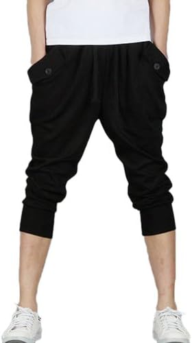 Magiftbox Men's Skinny Harem Baggy Pocket Jogging Casual Shorts K47_Black_36