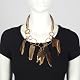 Gold Dipped Horn & Wood Necklace by Leju||RF10F