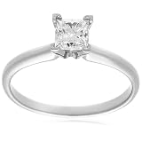 10k Choice of White or Yellow Gold Princess Cut Solitaire Diamond Engagement Ring (3/4 ct, J-K Color, I2-I3 Clarity)