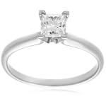 10k White or Yellow Gold Princess Cut Solitaire Diamond Engagement Ring (3/4 ct, J-K Color, I2-I3 Clarity)