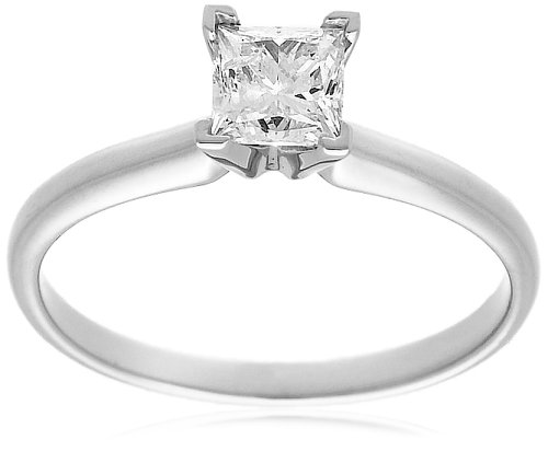 10k Choice of White or Yellow Gold Princess Cut Solitaire Diamond Engagement Ring (3/4 ct, J-K Color, I2-I3 Clarity)