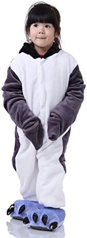 Child Unisex Animal Cosplay Costumes Kigurumi Pajamas Gray Penguine L