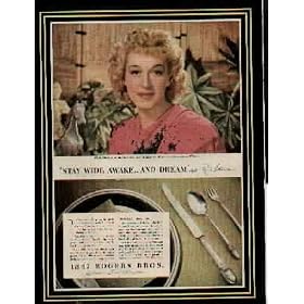 RISE STEVENS says: Stay Wide Awake ... And Dream." See Rise Stevens, soon to be seen in "GOING MY WAY" - a Paramount Picture. ..... 1944 '1847' Rogers Bros. Ad, A4221.