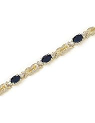 14kt Yellow Gold Oval Blue Sapphire and Diamond Bracelet