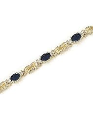 14kt Yellow Gold Oval Blue Sapphire and Diamond Bracelet