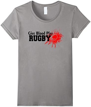 Women's Give Blood Play Rugby T-Shirt Medium Slate