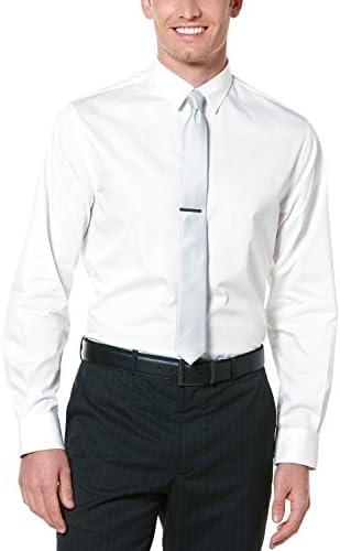 Perry Ellis Men's Long Sleeve Variegated Stripe Woven, Bright White, X-Large