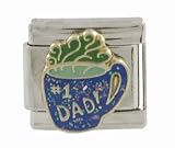 SilverBin Enamel Paint #1 Dad Coffee Mug Stainless Steel Italian Charm Link