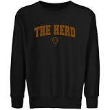 NCAA Marshall Thundering Herd Youth Black Logo Arch Crew Neck Fleece Sweatshirt
